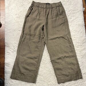 Tahari linen pants wide leg crop